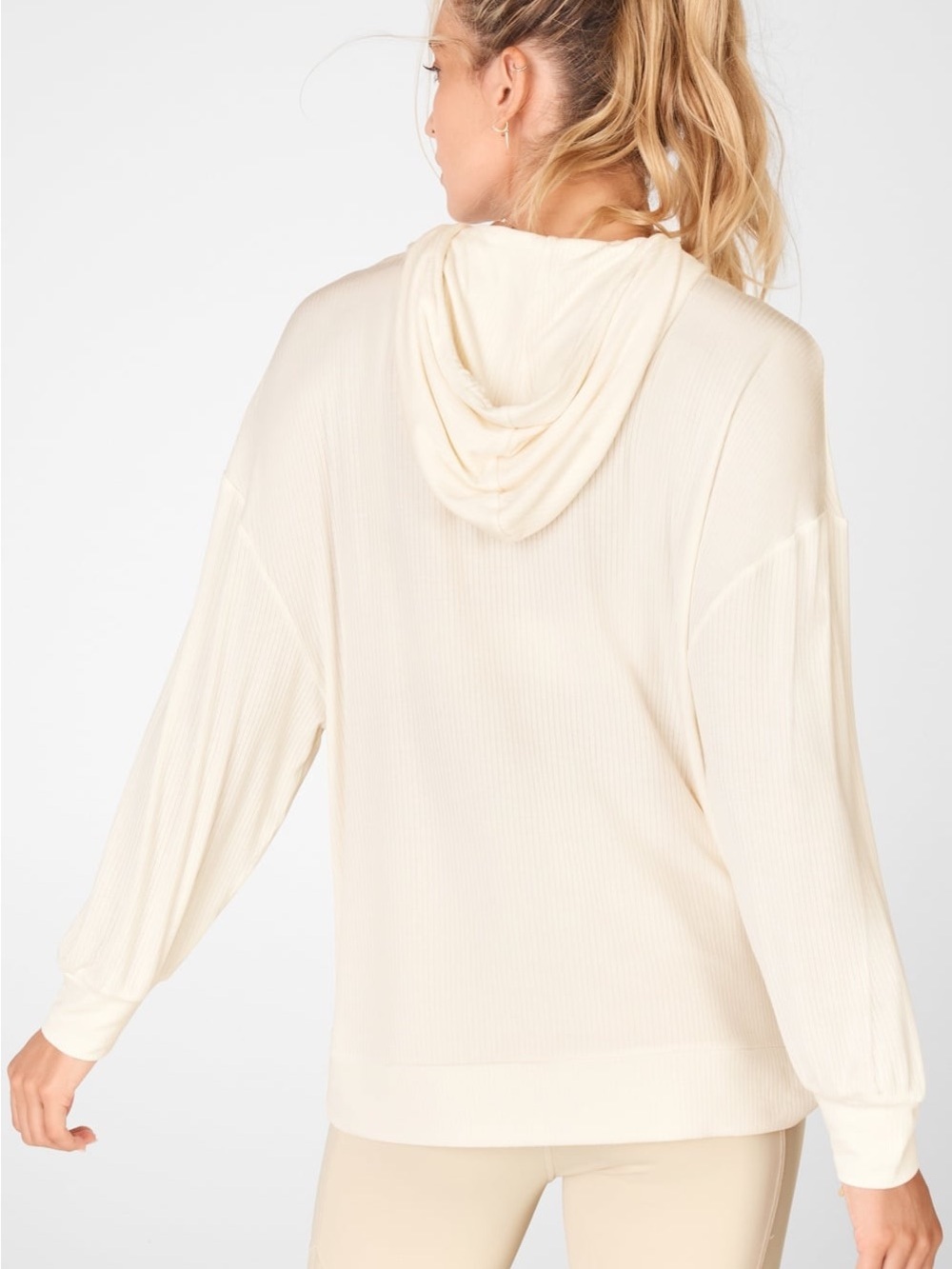 Fabletics Off-White Ribbed Hoodie - Picture 4 of 5